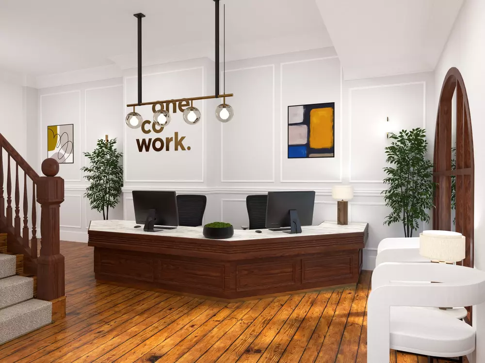 shared workspace area at OneCoWork